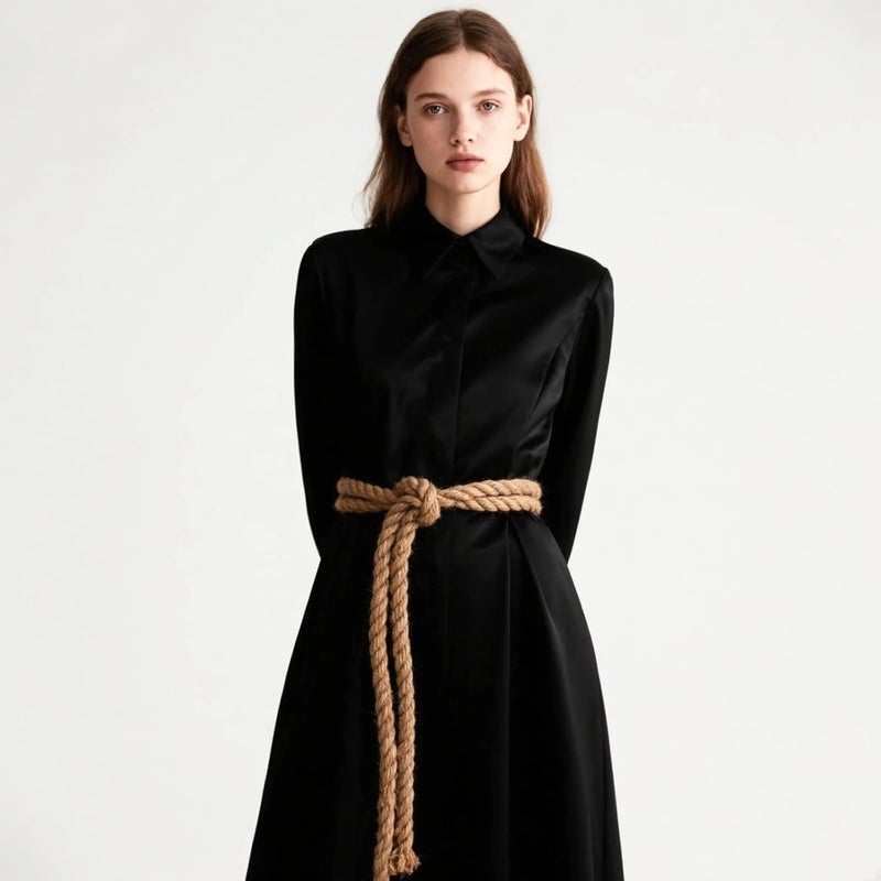 Bgfhna Simple Cotton Long Waist Rope Tie Belts for Women Dresses Tassel Braided Boho Crochet String Belt for Jeans Jackets - Image 5